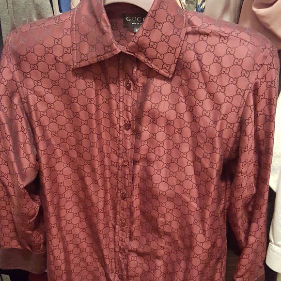 COPY Authentic Gucci Logo Silk Shirt